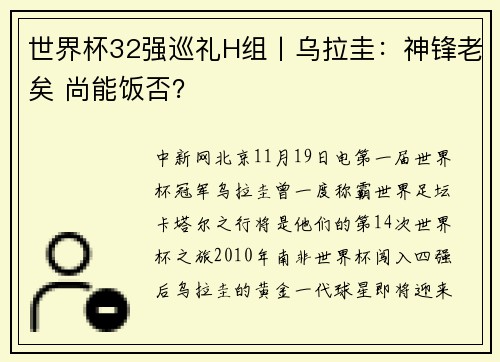世界杯32强巡礼H组丨乌拉圭：神锋老矣 尚能饭否？
